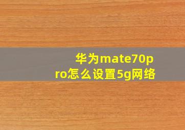 华为mate70pro怎么设置5g网络