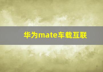 华为mate车载互联