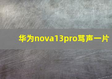 华为nova13pro骂声一片