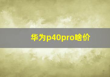 华为p40pro啥价