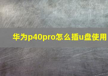 华为p40pro怎么插u盘使用