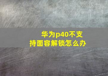 华为p40不支持面容解锁怎么办