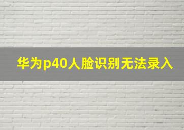 华为p40人脸识别无法录入