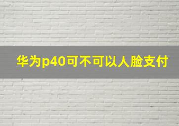 华为p40可不可以人脸支付