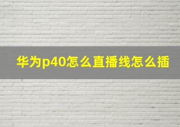 华为p40怎么直播线怎么插