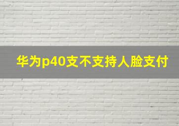 华为p40支不支持人脸支付