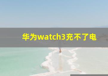 华为watch3充不了电