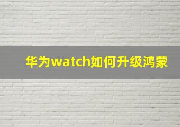 华为watch如何升级鸿蒙