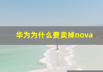 华为为什么要卖掉nova