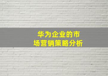 华为企业的市场营销策略分析