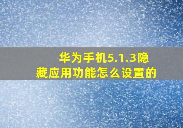 华为手机5.1.3隐藏应用功能怎么设置的