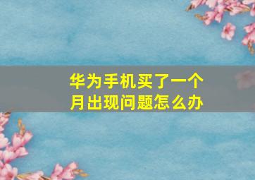 华为手机买了一个月出现问题怎么办