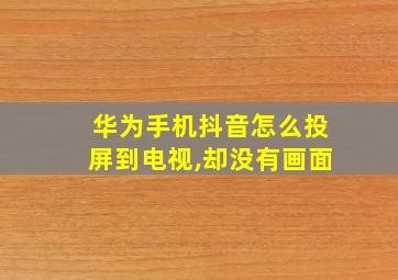 华为手机抖音怎么投屏到电视,却没有画面