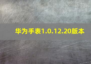 华为手表1.0.12.20版本