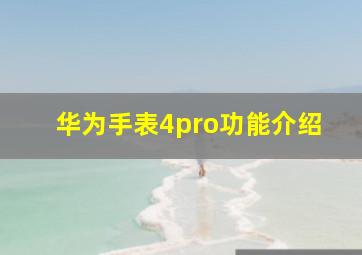 华为手表4pro功能介绍