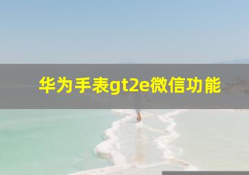 华为手表gt2e微信功能