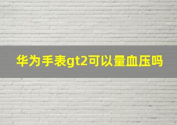 华为手表gt2可以量血压吗