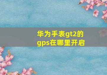 华为手表gt2的gps在哪里开启