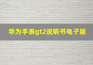 华为手表gt2说明书电子版