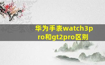 华为手表watch3pro和gt2pro区别