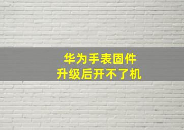 华为手表固件升级后开不了机