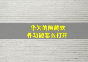 华为的隐藏软件功能怎么打开