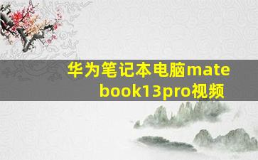 华为笔记本电脑matebook13pro视频