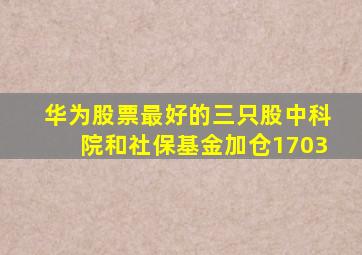 华为股票最好的三只股中科院和社保基金加仓1703