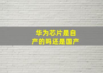 华为芯片是自产的吗还是国产