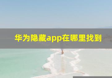 华为隐藏app在哪里找到