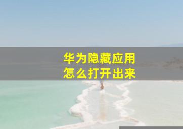 华为隐藏应用怎么打开出来