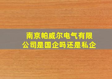 南京帕威尔电气有限公司是国企吗还是私企