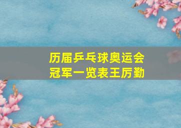 历届乒乓球奥运会冠军一览表王厉勤