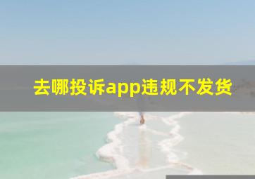 去哪投诉app违规不发货