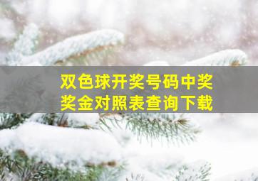 双色球开奖号码中奖奖金对照表查询下载