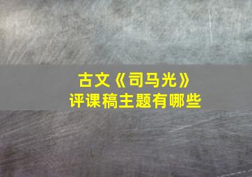 古文《司马光》评课稿主题有哪些