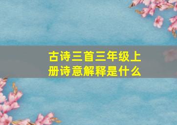 古诗三首三年级上册诗意解释是什么