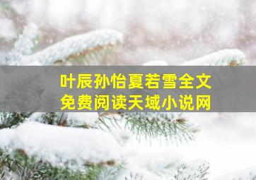 叶辰孙怡夏若雪全文免费阅读天域小说网