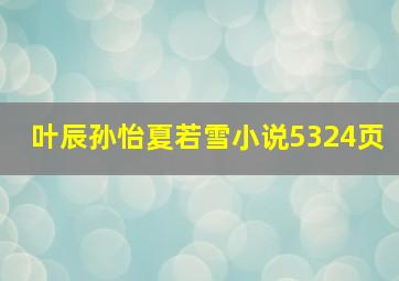 叶辰孙怡夏若雪小说5324页