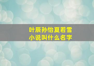 叶辰孙怡夏若雪小说叫什么名字