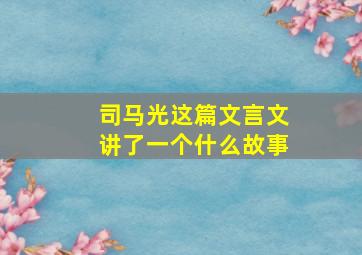 司马光这篇文言文讲了一个什么故事