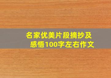 名家优美片段摘抄及感悟100字左右作文