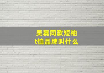 吴磊同款短袖t恤品牌叫什么