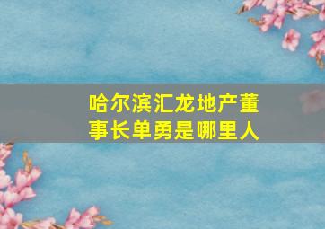 哈尔滨汇龙地产董事长单勇是哪里人