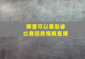 哪里可以看赵睿比赛回放视频直播