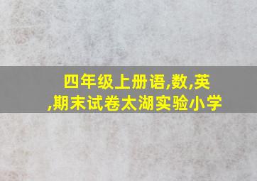 四年级上册语,数,英,期末试卷太湖实验小学