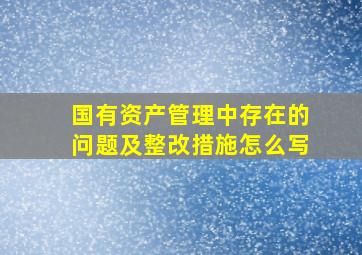 国有资产管理中存在的问题及整改措施怎么写