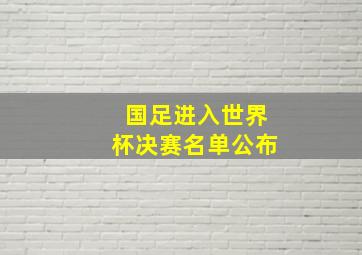 国足进入世界杯决赛名单公布