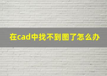 在cad中找不到图了怎么办