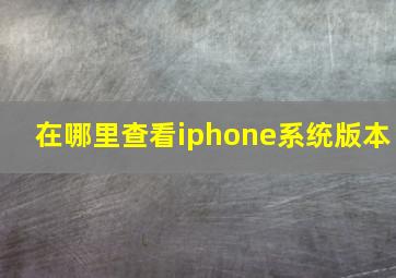 在哪里查看iphone系统版本